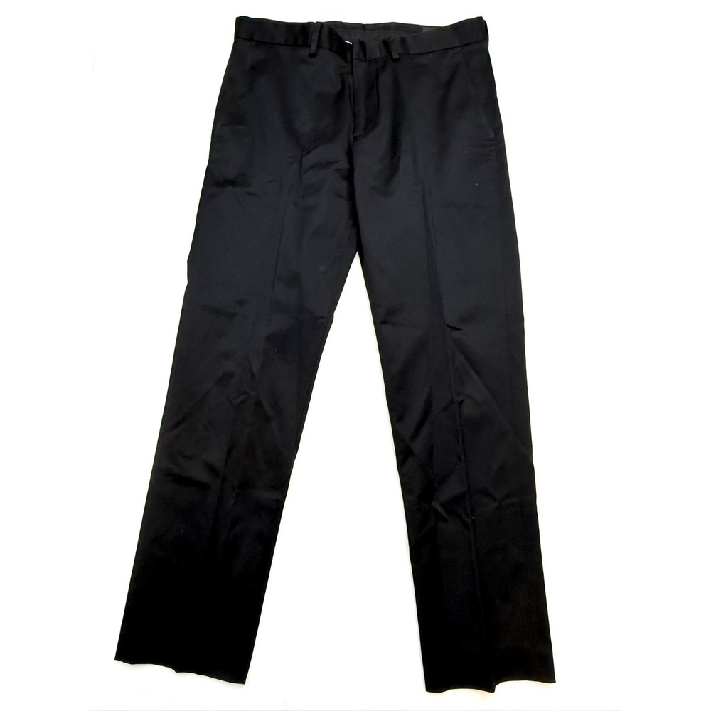 NORDSTROM Mens Black 32x30 Slim Fit Non Iron Straight Leg Dress Pants i16